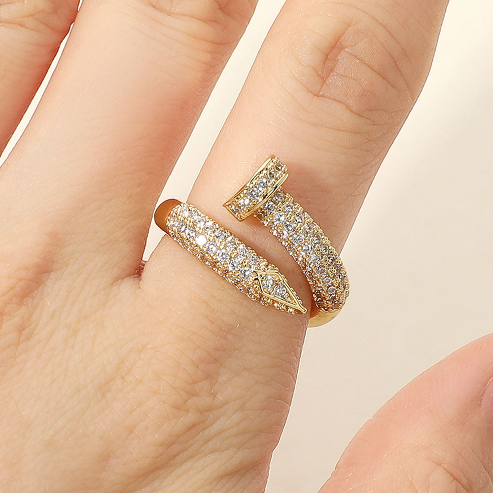 Stone gold stainless steel ring