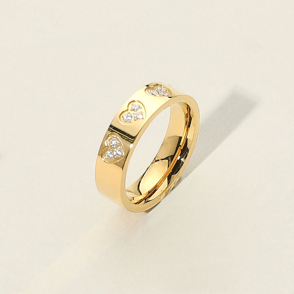 Heart band stainless steel ring